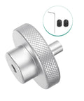 Aluminum Lathe Hand Wheel 50mm OD 5mm Bore With Rotating Handle For Milling Machines shown with wrench and screws, easy grip silver tone
