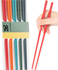 Dishwasher Safe Fiberglass Chopsticks Set for Everyday Meals, 5 Pairs, 9.5 Inch Reusable Japanese Chinese Chopsticks in package