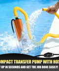 Compatible With Ryobi One Plus 18V Battery Cordless Transfer Pump Crushing Fluid Jobs At 635 Gallons Per Hour With A Slick Adapter in action with yellow hose.
