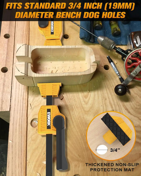 20mm Bench Dog Clamp Kit For Woodworking Grips Up To 155 Lbs adjustable hold down clamps on wooden workbench