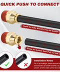 1/4 Inch Quick Push To Connect Brass Union Straight Fitting High Quality DOT Approved For Tube OD X NPT Thread Air Line Adapter Suspension Kit For Truck Trailers And Brake System 4pcs installation guide, showing brass fitting with tube insertion instructions.