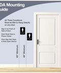 ADA Compliant Braille Restroom Sign For Business With Double Sided 3M Tape ABS Plastic 9 By 6 Inches Ideal For Offices And Restaurants Bathroom Signage With Raised Letters And Icons mounted guide with door chart and guidelines