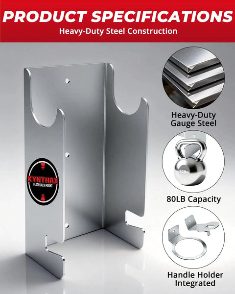 1.5 Ton Floor Jack Wall Mount Rack For Low Profile Hydraulic Jacks And Trailers, Heavy Duty Solid Steel Storage Holder, 80 Lb Capacity