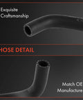 Detailed view of power steering reservoir and suction line hose assembly for Mazda CX9 2007 through 2015 V6 engine replacement leak free fit.