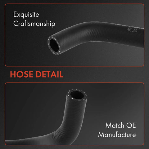 Detailed view of power steering reservoir and suction line hose assembly for Mazda CX9 2007 through 2015 V6 engine replacement leak free fit.