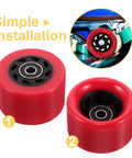 Simple installation of Red 92A PU Roller Skate Replacement Wheel For Quad And Inline Skates Indoor Use Smooth Stable Ride Durable Skating Part