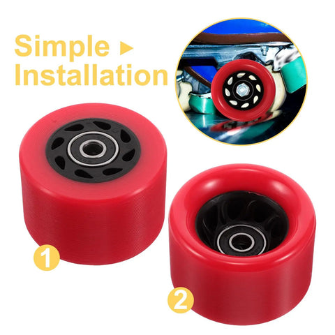 Simple installation of Red 92A PU Roller Skate Replacement Wheel For Quad And Inline Skates Indoor Use Smooth Stable Ride Durable Skating Part