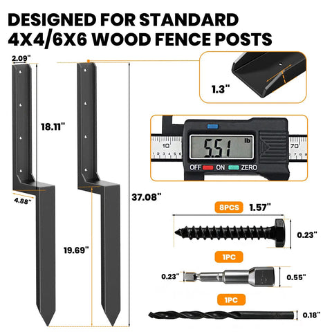 Heavy Duty Fence Post Repair Kit For Leaning Or Broken Wood Posts Anchor Bracket Fits 4 By 4 And 6 By 6 Posts 11 Gauge Steel Fence Mender