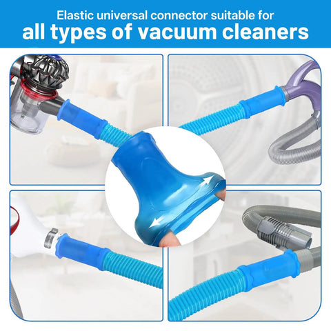 Dryer Vent Cleaner Kit With Universal Vacuum Hose Attachment shown with no fuss universal connector for all vacuums