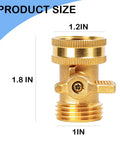 Heavy Duty Solid Brass Garden Hose Shut Off Valve Three Quarter Inch 2 Pack With Four Extra Rubber Washers Easy Grip Leak Proof Water Shut Off For Outdoor Hoses size chart, brass valve with 1.2 in top and 1 in bottom