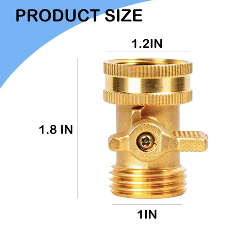 Heavy Duty Solid Brass Garden Hose Shut Off Valve Three Quarter Inch 2 Pack With Four Extra Rubber Washers Easy Grip Leak Proof Water Shut Off For Outdoor Hoses size chart, brass valve with 1.2 in top and 1 in bottom