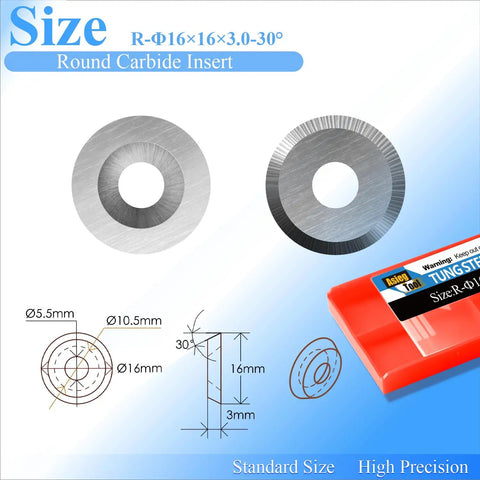 16mm Round Tungsten Carbide Inserts For Wood Turning Lathe Hollowing Tools Indexable Replacement With Screws 30 Degree Cutting Edge