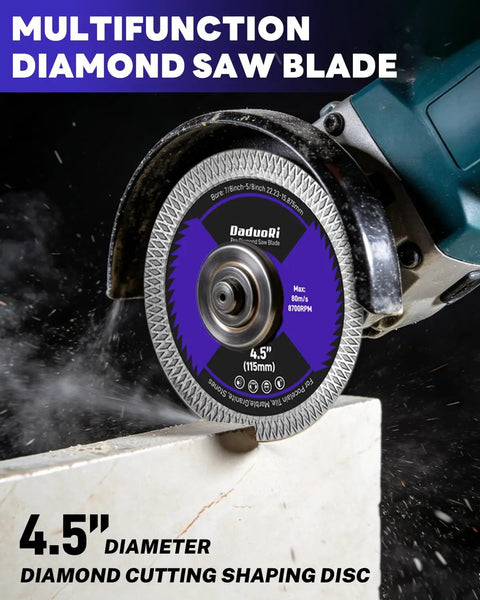 Multifunction diamond saw blade cutting through stone for 14 Pc Diamond Hole Saw Kit With Pilot Bit Adapter 1/4 Inch to 2 1/2 Inch.