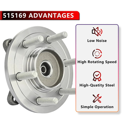 4WD Front Wheel Bearing Hub Assembly For Ford F150 2015 2016 2017 With 6 Lug Bolts And ABS Sensor, Easy Install Replacement