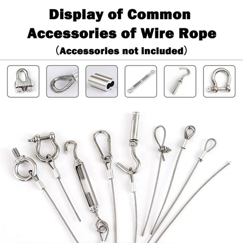 One Eighth Inch T316 Stainless Steel Wire Cable 600 Feet 7x7 Construction Aircraft Cable accessories display