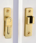 180 Degree Flip Barn Door Lock In Gold Heavy Duty Gate Latch With Flip Safety Bolt for Sliding Doors, easy install snap on design