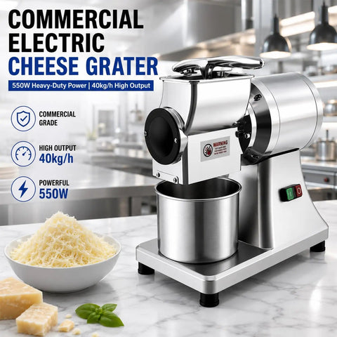 Heavy-Duty Commercial Cheese Grater And Shredder Machine With Nut Grinder Function on countertop