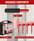 4 In 1 Door Hinge Adjustment Tool Kit For Precise Hinge Gap Alignment In Residential And Commercial Installations And Repairs With Upgraded Hinge Gap Adjusting Wrench packaging contents including handle and wrench heads.