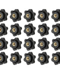 Heavy Duty Plastic Clamping Knob With Brass Core, Screw On Star Knob, M5 Female Thread, Knurled Hex Head, 1 Inch Diameter, Grippy Fit For Lawn Mower Handles And Machinery, Pack Of 20, Black