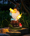 Charming Gnome Garden Decor Statue With Solar Light Lantern For Outdoor Yard Patio Lawn Balcony Porch Weatherproof Resin Figurine