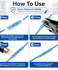 KongTiva 1500 Piece Heat Shrink Butt Connector Kit With Color Coded Wire Terminals For Auto Marine And Home Wiring Projects To Tackle Any Electrical Job Fast With Easy Crimping And Reliable Insulated Connections, 4-step use guide