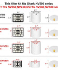 2 Pack HEPA And Foam Filter Kit For Lift Away Vacuum Pro Rotator NV500 NV501 NV505 NV552 Series Includes XFH500 And XFF500 Replacements Keeps Suction Strong And Air Fresh size comparison chart