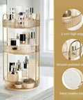 360 Smooth Spin 3 Tier Makeup Organizer For Bathroom Counter Or Vanity Styling with clear skincare products in amber tones.