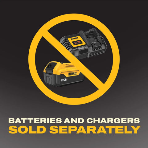 Image showing "batteries and chargers sold separately" message with crossed-out battery and charger graphic.