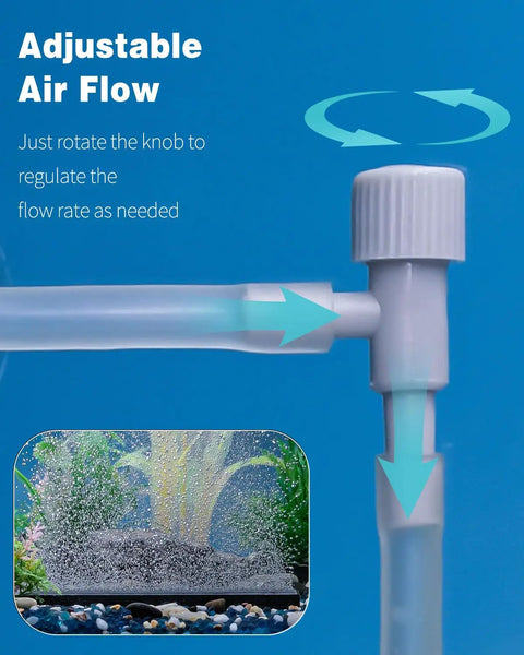 Single Way Aquarium Air Control Valve for Three Sixteenth Inch ID Tubing Plastic Air Regulator demonstrating adjustable air flow