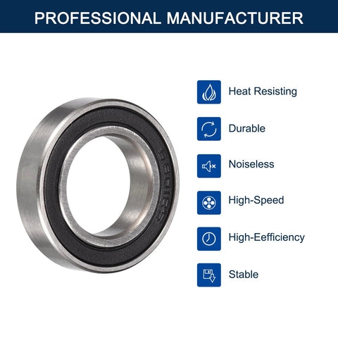 Front view of HiPicco deep groove ball bearing, 12x21x5 mm, double rubber-sealed chrome steel