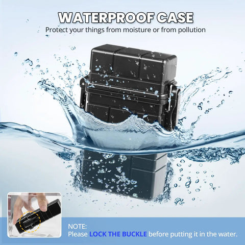 Waterproof EDC Survival Case With Airtight Seal Unbreakable Dry Box submerged in water with splash