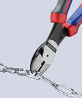 74 02 200 SBA Comfort Grip High Leverage Diagonal Cutters cutting metal chain with smooth precision edge