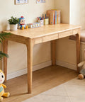 Mid Century Modern Solid Wood Height Adjustable Standing Desk With Slick Ergonomic Design And Heavy Duty Storage Drawers in a cozy home setting.