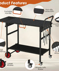 Foldable Grill Cart With Oversized Wheels For 17 To 22 Inch Grills, Ultimate Portable Outdoor BBQ Prep Table For Camping, Tailgating, And Backyard