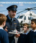 Pilot teaching children with Rescue RC Helicopter for Beginners, Lifelike Remote Control Copter With Upgraded Protection System.