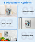 Digital Thermometer Hygrometer With Large LCD Indoor Temperature And Humidity Monitor Wall Mounted Climate Gauge For Home Office Or Greenhouse Ultra Accurate Readouts And Easy Color Coded Comfort Indicators tabletop stand, wall sticker, hanging hole