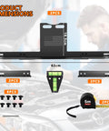 Heavy Duty Tire Alignment Tool Upgraded Automotive Alignment Kit dimensions and parts including 5-meter tape measure and level.