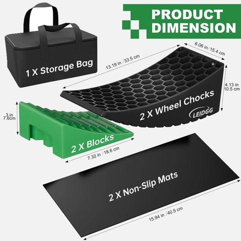 Bulletproof 2 Pack Rv Leveling Blocks With Triple Grip Non Slip Base Heavy Duty Polypropylene Camper Stabilizer Pads with storage bag.