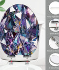 Elongated Toilet Seat Quiet Close Bathroom with diamond pattern, 14.5"x18.5", features stainless steel hinges and grip-tight bumpers.