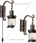 Rustic Lantern Wall Sconce Lights Plug In Oil Rubbed Bronze Antique Fixtures with and without switch