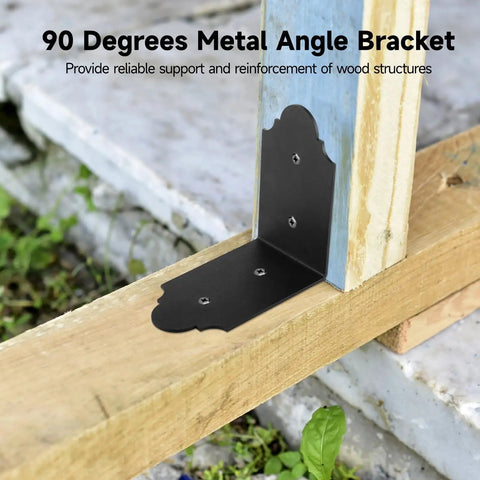 Heavy Duty 5.9 Inch L Steel Corner Brackets, 4 Pack With Screws, Rustproof connecting wood at a 90-degree angle for sturdy support.