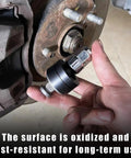 Close-up of Wheel Stud Installer Tool For Cars And Light Duty Trucks in use, highlighting rust-resistant surface feature.