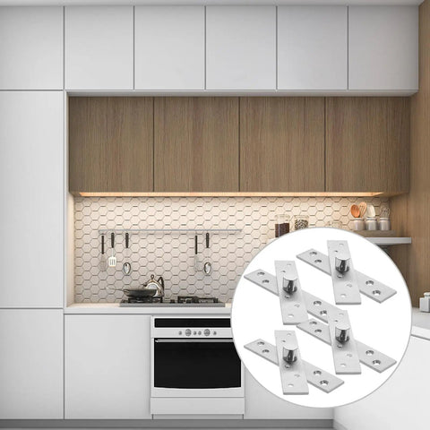 Hidden Door Hinges With 360 Degree Rotation 4 Pack Stainless Steel Rust Resistant shown in modern kitchen setting