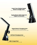 Side view of 7 In 1 Desk Lamp With 10W Wireless Charging Pad And Clock Dimmable LED Light With USB Charging Alarm, showing ports.