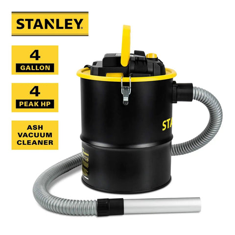 Beast Of A Ash Vacuum Cleaner With 4 Peak HP Motor, Portable 4 Gallon Canister shown with hose and yellow handle