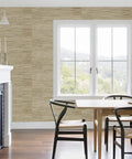 Dining room with Grasscloth Wallpaper Wheat And Tan, Unpasted 36-Inch Wide By 288-Inch Long Double Roll, serene and cozy atmosphere