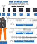 Pro Grade Ratchet Crimping Tool Kit For Wire And Dupont Pins All In One Pack With Over 500 Connectors AWG 28-18 size details