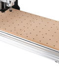 Installed Rugged MDF Spoilboard Table For 3060 Evo Pro And 3060 Evo Ultra CNC Routers showing clamped setup on workbench