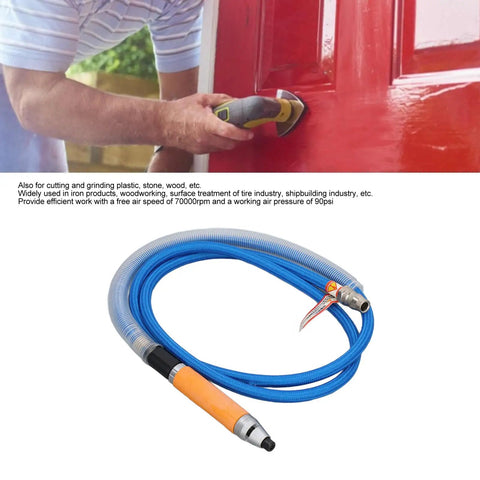 Lightweight Pneumatic Grinding Pen Straight Handle shown with air hose, used for cutting and grinding various materials.