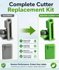 Genuine Cutter Head Replacement For Brother Pt-E100, Pt-D200, Pt-D210 Label Makers; old vs new cutter unit comparison.